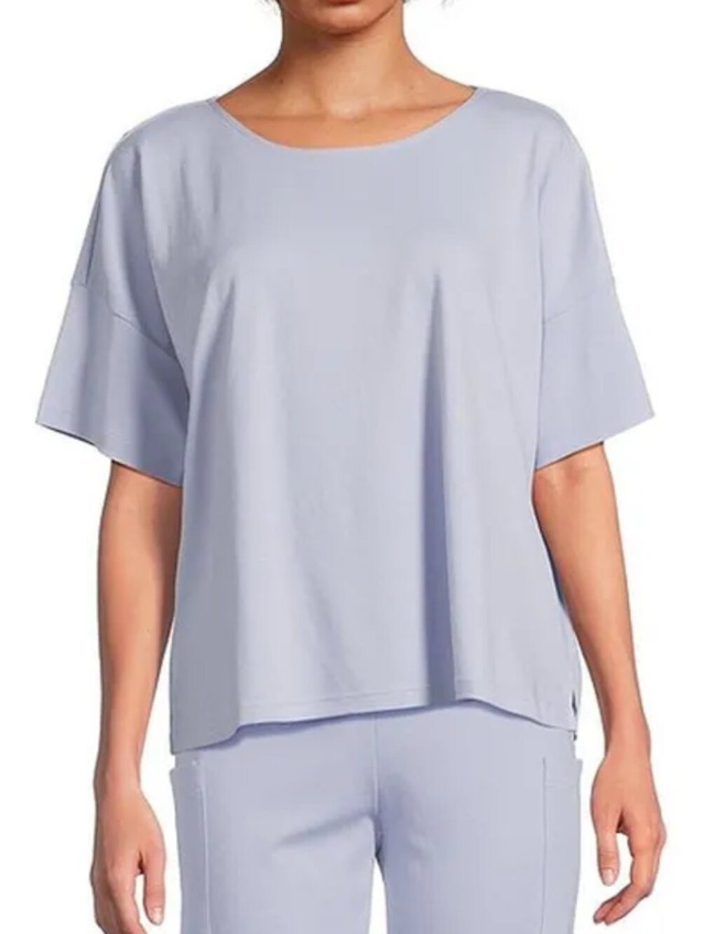 Eileen Fisher Organic Cotton Interlock Sleep Tee Womens Large L Bellflower NWT